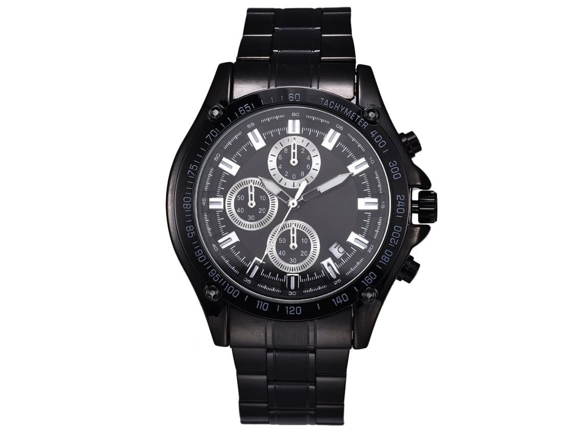 Reloj De Pulsera Analógico Para Hombre Con Calendario De Cuarzo, Brazalete De Acero Inoxidable, Resistente Al Agua, Color Negro Y Azul.