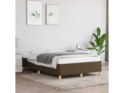 Estructura De Cama Sin Colchón Tela Marrón Oscuro 120x190 Cm