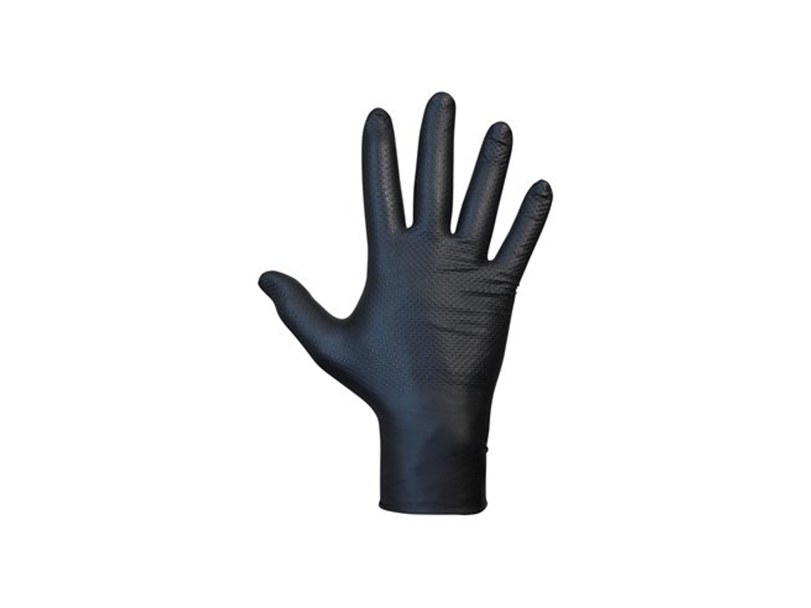 Guante de nitrilo sin polvo Agility Grip, talla 11, melena negra