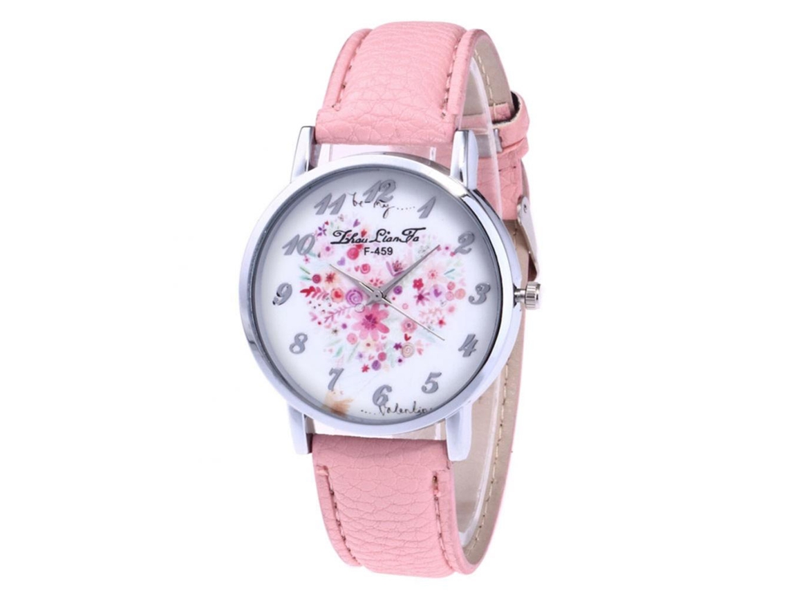 Reloj Casual Zhoulianfa Com Esfera Grande E Pulseira De Couro Pu Rosa (quartz)