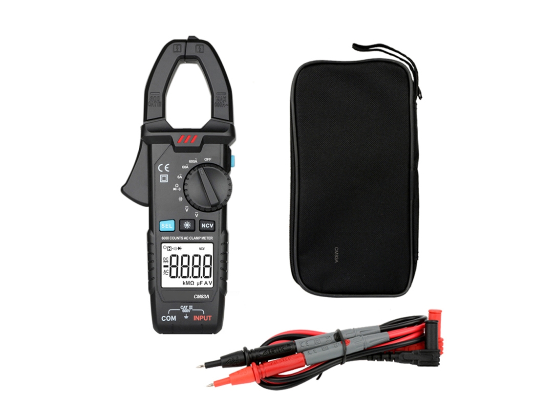 Pinza Amperimétrica Digital Mestek 600a Ca 600v Ca/cc, Capacitancia Ncv, Multímetro True-rms Cm83a/cm83b