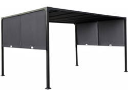 Pérgola Con Techo Metálico Retráctil "courtenay" - 3 X 4 M - Gris
