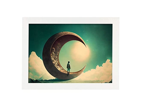 NACNIC Poster En La Luna En Estilo Surrealismo Cinematográfico Ilustraciones Y Grabados De Historieta Abstracta Y Artística A3 Marcos Blancos