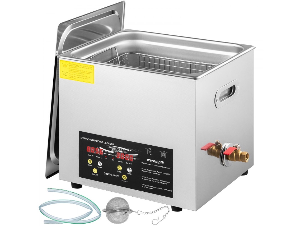 Máquina de limpieza ultrasónica digital de 10L con calefacción, temporizador y pantalla LED Tekmaquinas
