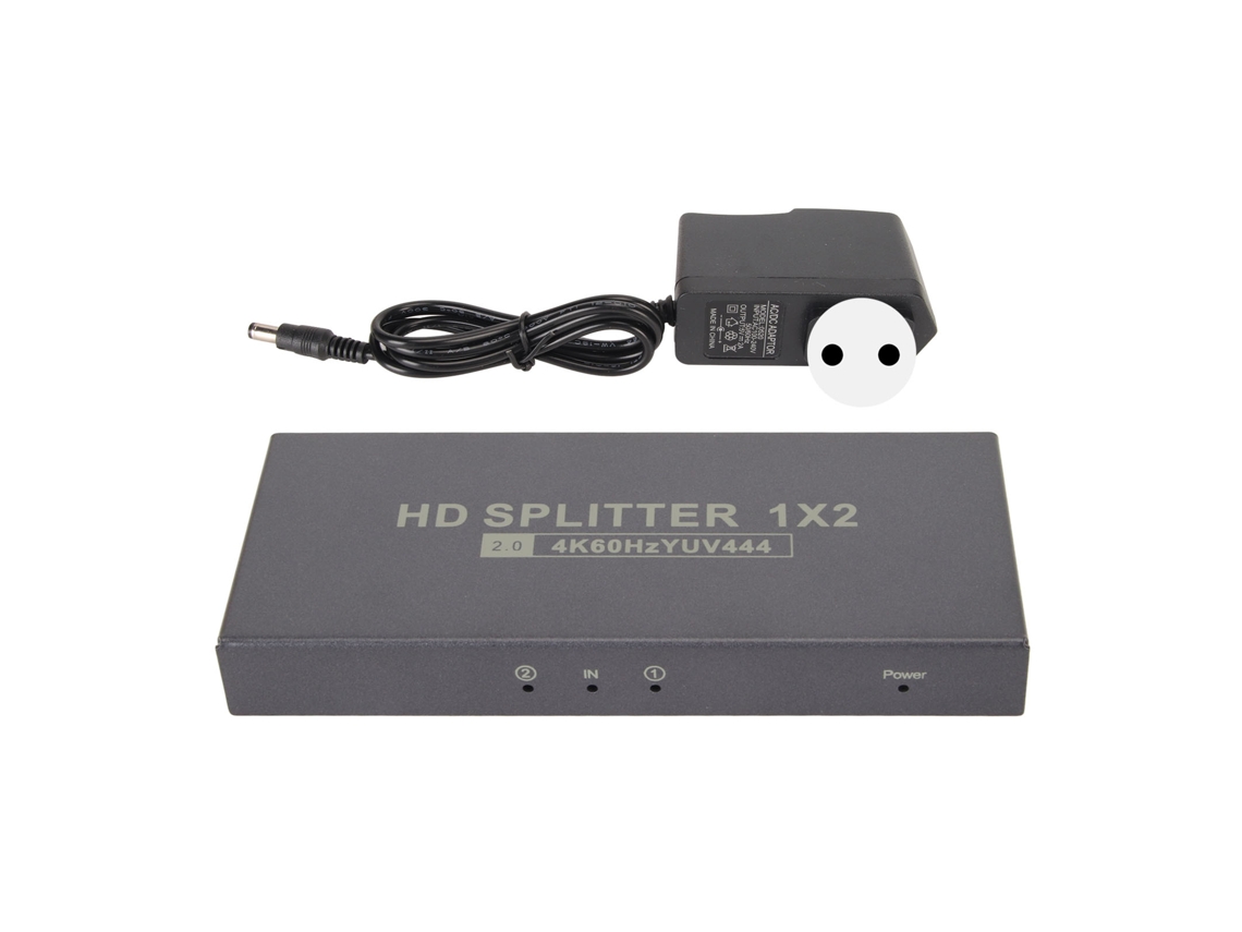 Divisor De Interfaz Multimedia 1x2 Hd 4k 60hz 18g Hdcp2.2 Rgb444 2.0 Con Enchufe Europeo