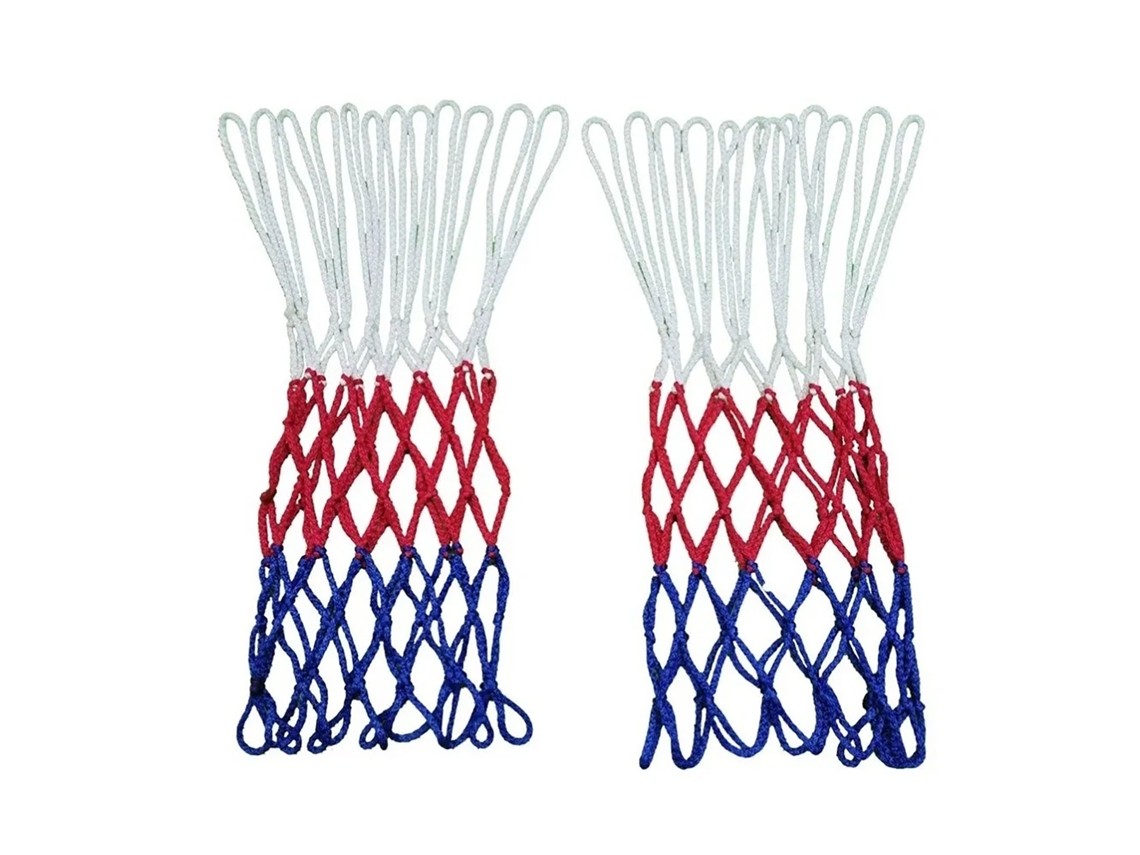 2 Piezas Red De Baloncesto De Reemplazo Resistente 12 Lazos Impermeable Y Protector Solar Para Todo Clima Blanco Rojo Azul
