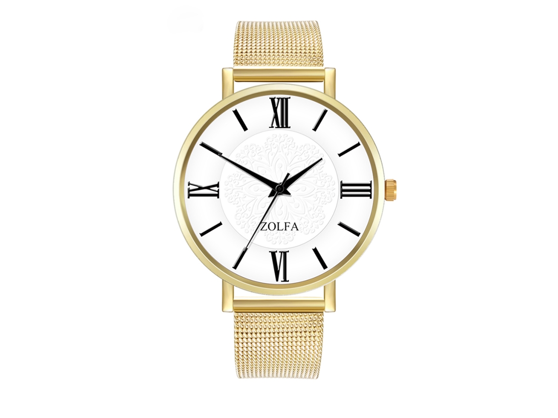 Reloj De Cuarzo Analógico Con Correa De Malla Casual Zhoulianfa (oro)