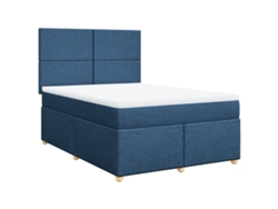 Maison Exclusive - Cama Box Spring Con Colchón Tela Azul 140x200 Cm
