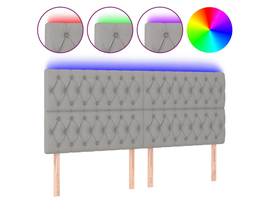 Cabecero con luces LED, tela gris claro, MAISON EXCLUSIVE (180x7x118 cm)