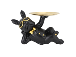 Taza de almacenamiento Rebe-Resin con figura de bulldog negro, adorno decorativo para el hogar y la oficina.