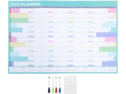 Calendario de pared anual grande 2025, planificador de papel borrable, planificador diario para oficina y Gokoco
