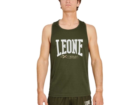Camiseta sin Mangas de Hombre para Fitness LEONE1947 Logo Verde (L)