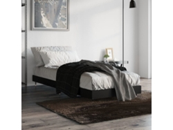 Estructura De Cama Madera De Ingeniería Negra 75x190 Cm