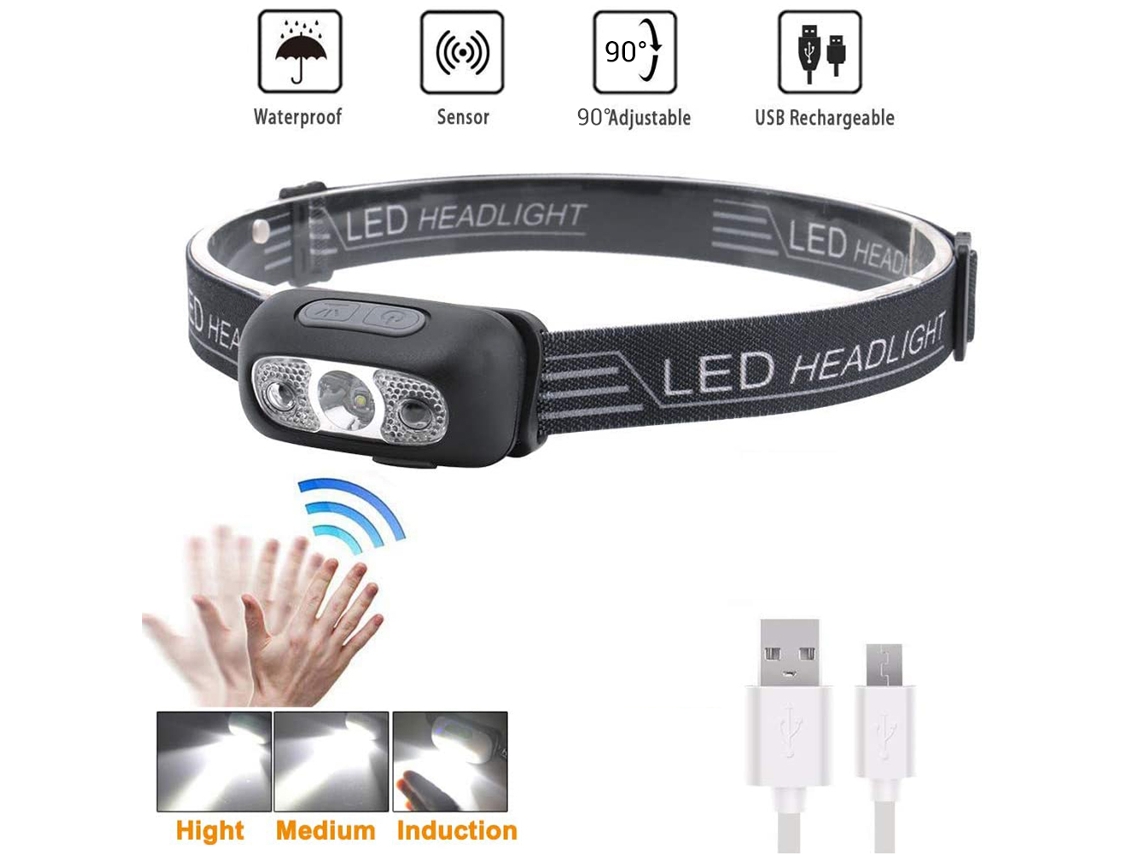 Danu26-linterna Frontal Ipx6 Impermeable Led Super Brillante Con Sensor Recargable Usb Para Bicicleta Pesca Camping Al Aire Libre