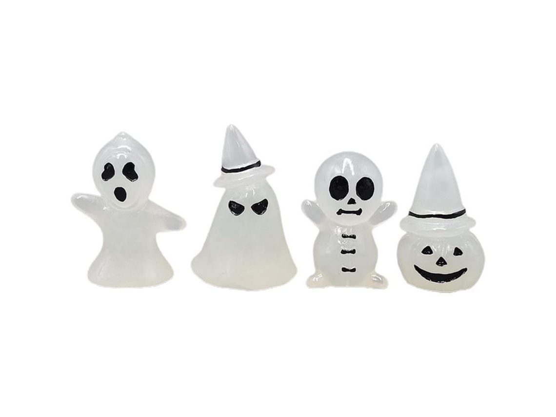 4 Piezas/set Figura Miniatura De Calabaza Fantasma Decorativa Festiva Para Halloween