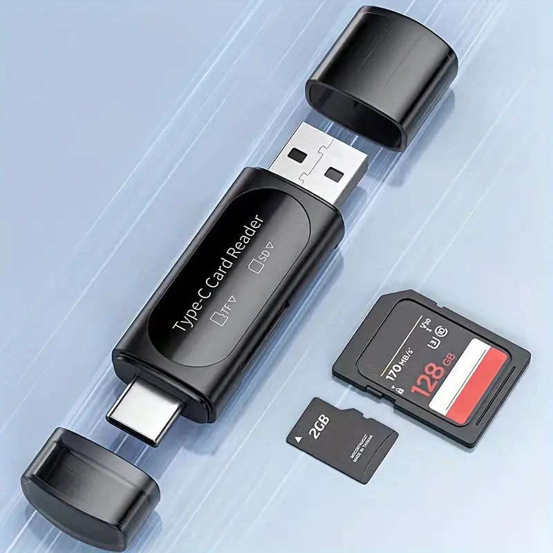 Lector de tarjetas 4 en 1 Tipo-C/USB A a SD/Micro SD/SDXC/SDHC para PC, Macbook, Galaxy, Huawei, etc.