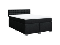 Maison Exclusive - Cama Box Spring Con Colchón Tela Negro 140x190 Cm
