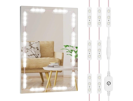 Luces LED para espejo de tocador, estilo Hollywood, 60 luces LED para maquillaje, luces LED blancas ultrabrillantes con control táctil regulable para