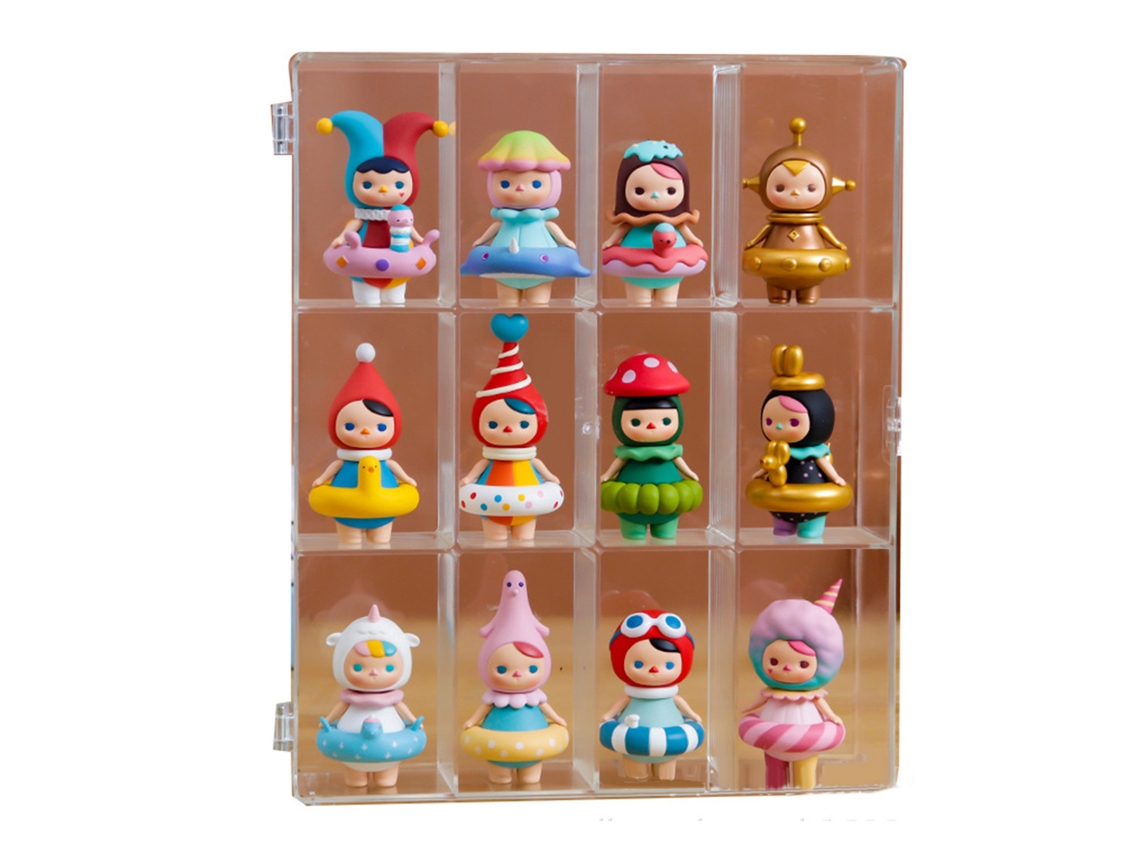 Vitrina transparente con cierre para figuras y muñecos, soportes para coleccionistas de anime.