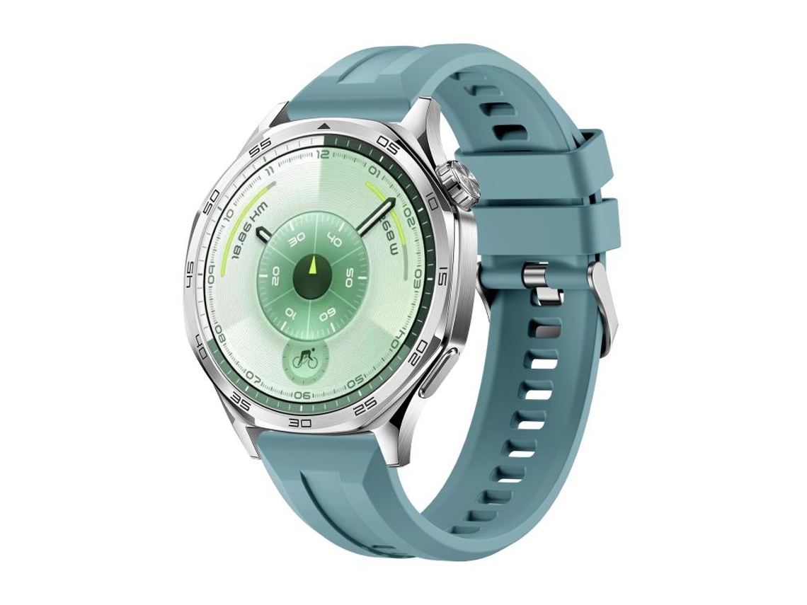 Bracelete Para Huawei Watch Gt 6 (46mm) - Silicone - Fivela Prateada De Liberação Rápida Azul-celeste
