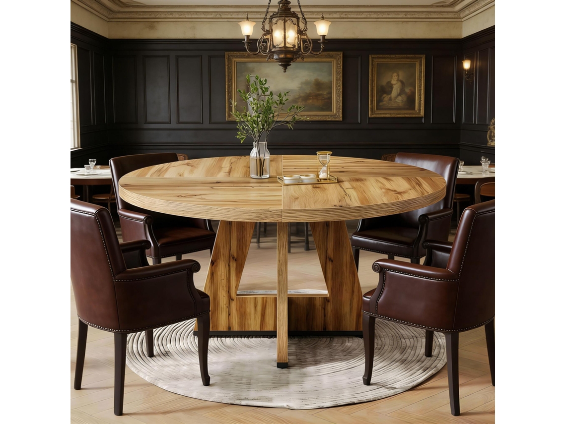 Mesa de comedor redonda, estilo rústico, espaciosa y de diseño. Mesa de comedor HONGRUI TECH (Mesa incluida, sillas no incluidas).