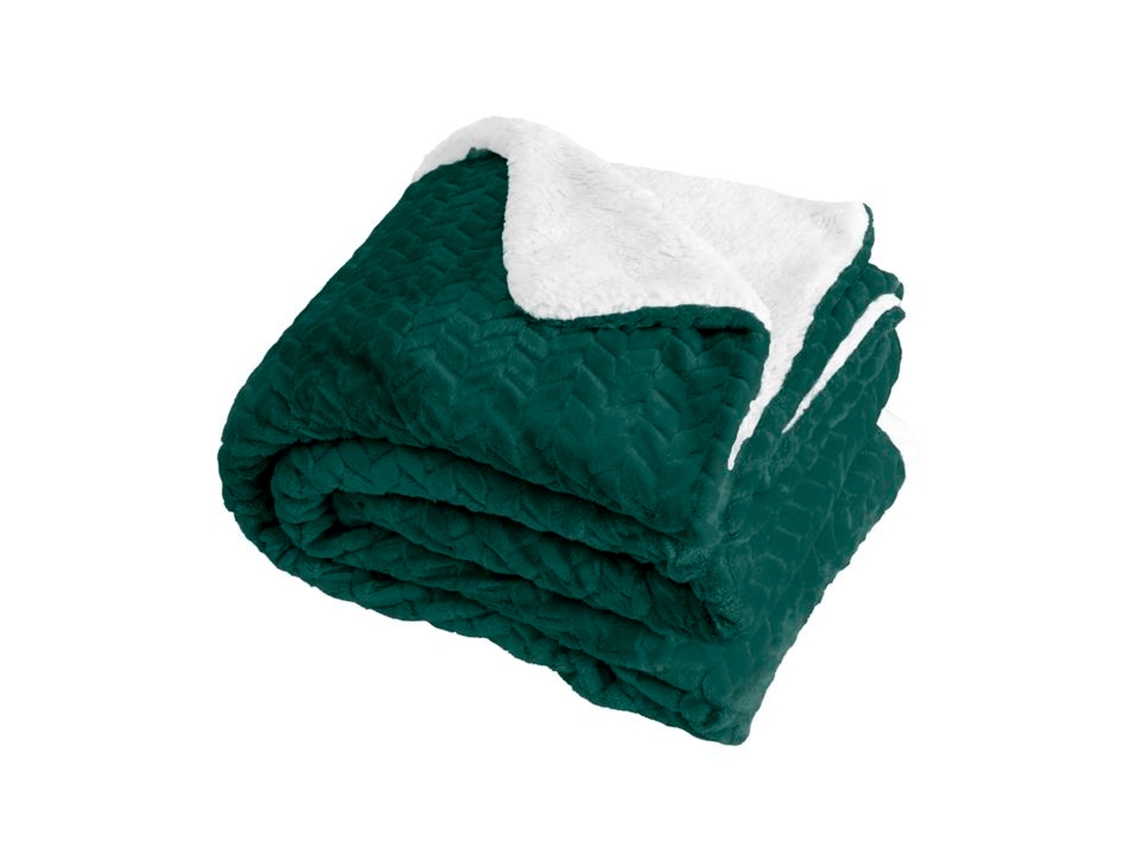 Manta Verde Oscuro Y Blanco Relieve Espiga 180x220cm Shervald