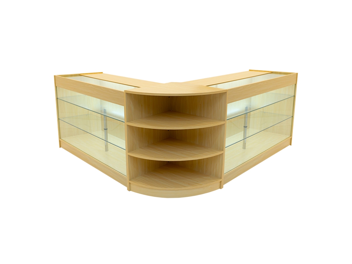 Conjunto de mostrador comercial MonsterShop Apollo, arce, 2xK1500 1xLM60, MDF y vidrio templado