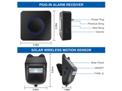Alarma De Entrada Solar Inalámbrica Con Sensor De Movimiento De 300 Metros (984 Pies), Protección Ip60, Detector De Seguridad Para Exteriores, 1 Sensor, 1 Receptor.