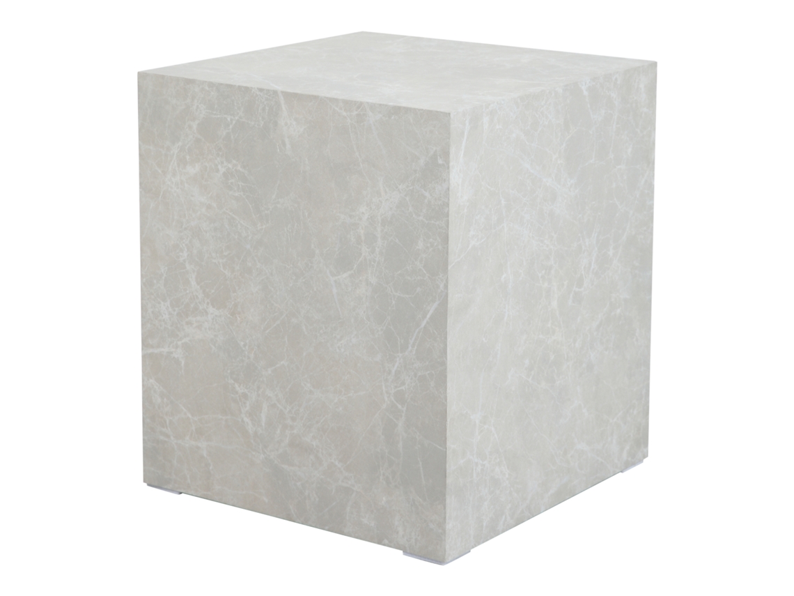 Mesa Auxiliar Ellelu Forma De Cubo 45x40x40cm Efecto Mármol Topo [EN.CASA]