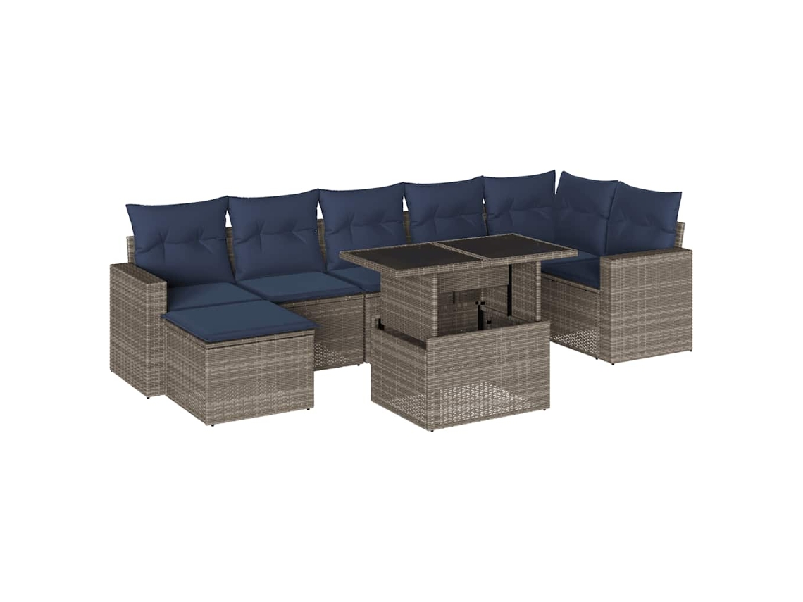 Maison Exclusive - Conjunto De Sofá De Jardín De 8 Piezas Con Cojines, Poliratán Gris