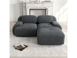 Sofá Esquinero 82 Modular Combinable con Brazos Curvos, Sin Montaje, Espuma de Alta Elasticidad, Gris Mobrio