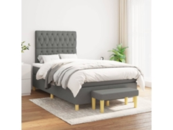 Cama Box Spring Con Colchón Tela Gris Oscuro 120x200 Cm