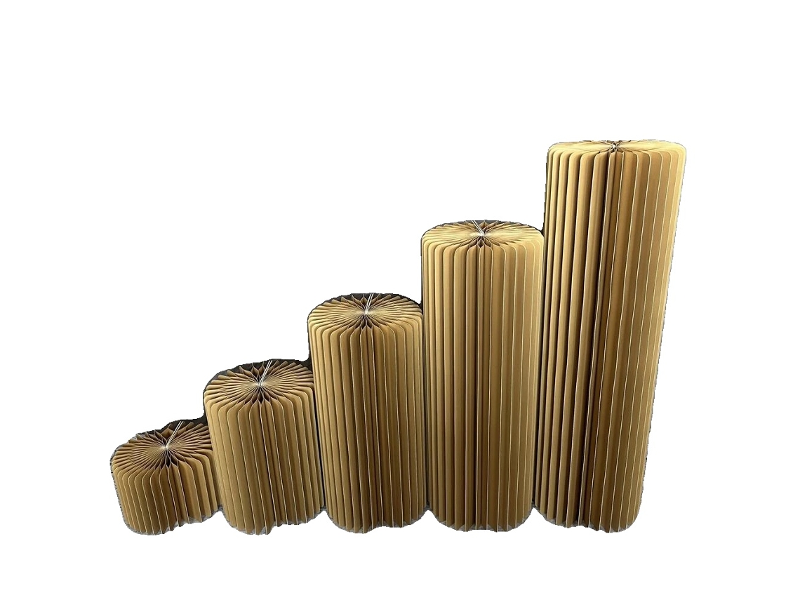 Adorno cilíndrico de flores de papel plegado para bodas, suministros para fiestas, bricolaje, H20406080100, dorado, OEM