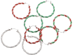 Conjunto De 4 Pares De Brincos De Argola Natalinos, Brincos Redondos Pendentes Com Design Torcido Brilhante.