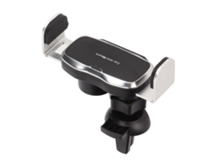 Suporte Elétrico Para Celular Com Reconhecimento Duplo Giratório Universal Para Carro Prata Acessório Veicular