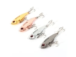 4pcs Iscas De Pesca Metal Vib 55mm 11g Com Anzol Treble 3d Olhos Para Pesca