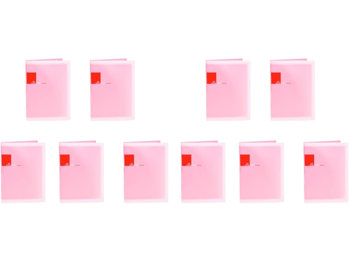 10 Carpetas De Plástico A5 Con 20 Bolsillos Para Documentos, Color Rosa.