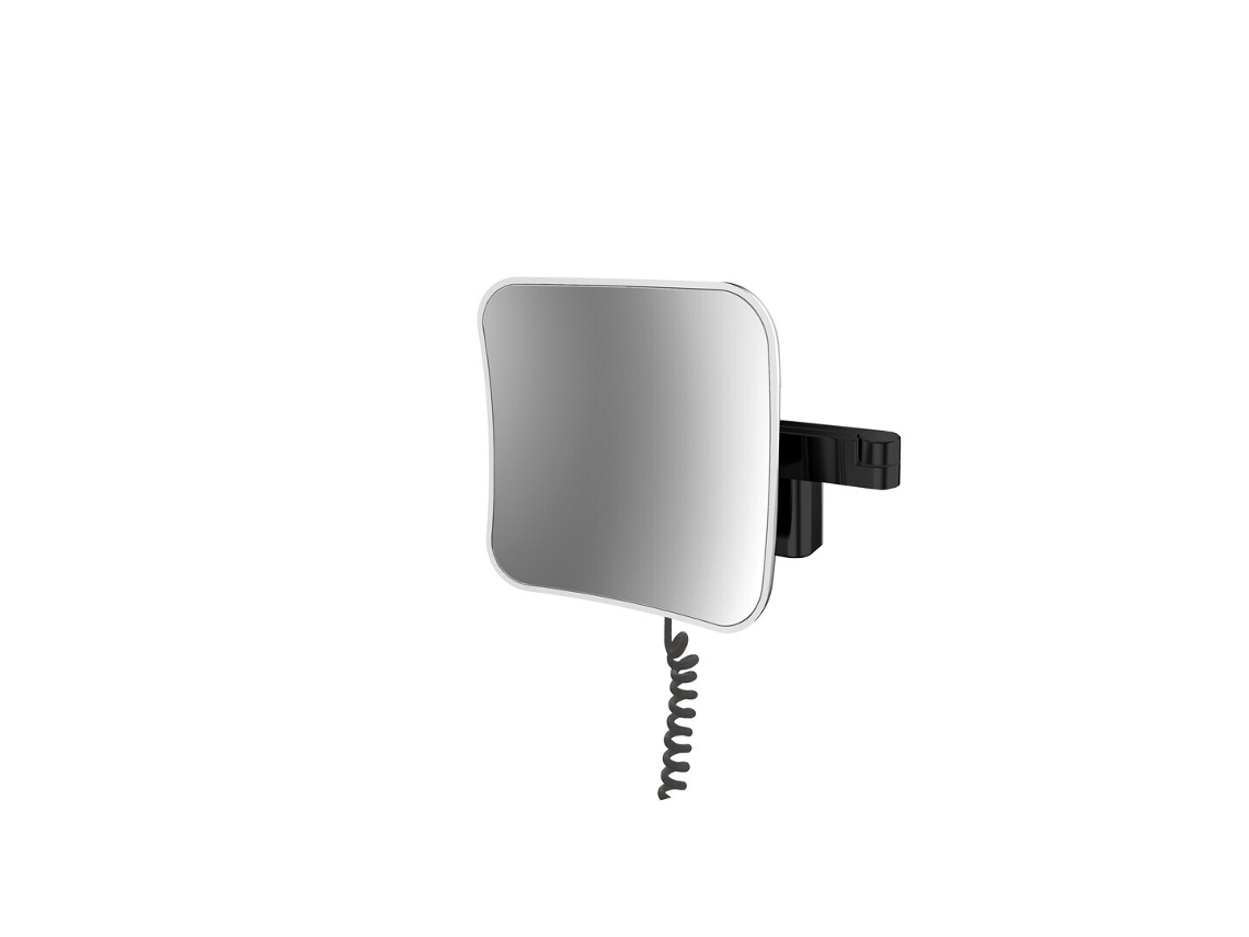 Espejo De Afeitado Y Maquillaje Emco Led, Aumento 5 Veces, Angular, Brazo De Doble Articulación, Cable En Espiral, Enchufe, 1095, Color Negro