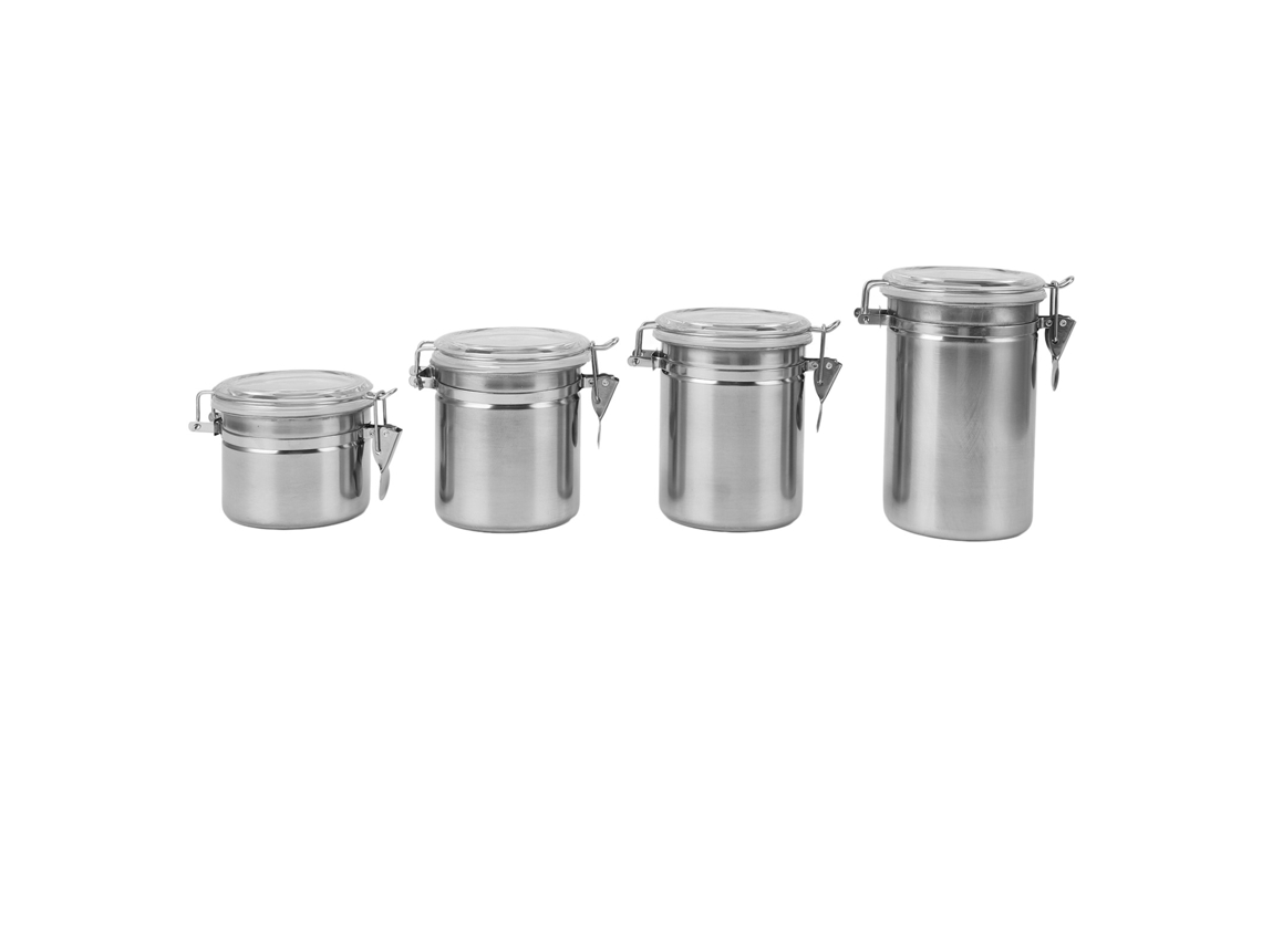Juego De 4 Recipientes Sellados De Acero Inoxidable Para Almacenar Café, Té Y Azúcar En La Cocina.