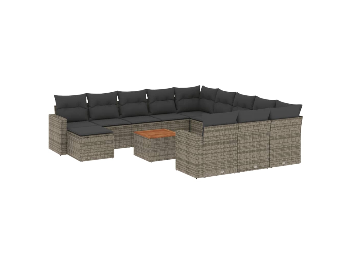 Maison Exclusive - Set Sofás De Jardín Con Cojines 13 Piezas Ratán Sintético Gris