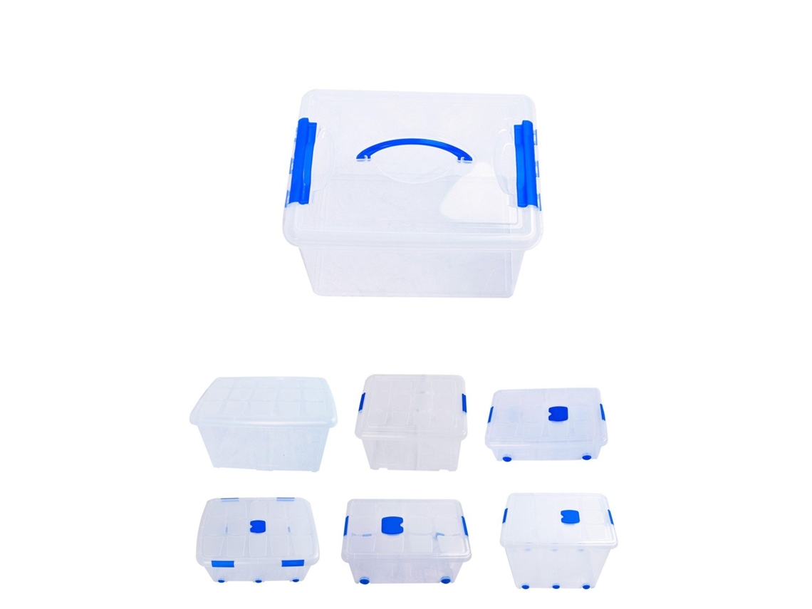 Cajas de Almacenaje Transparentes – Cajas Organizadoras de Plástico Con Tapa 12L Pack 6 Uds