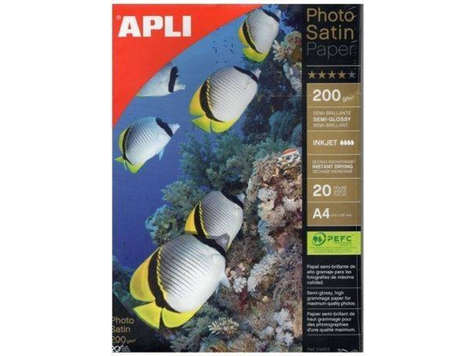 Papel Fotográfico APLI Satin A4 200 g - 20 Hojas