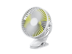 Ventilador portátil con clip, a batería, giratorio 360°, 3 velocidades, color blanco