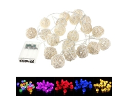 Luces de hadas navideñas para bodas con bolas de ratán de 2,2 m y 20 LED