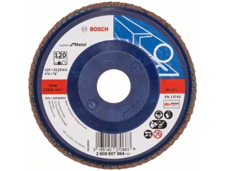 Disco de Lija BOSCH en Lamelas X551 - Expert para Metal D= 115 mm; G= 120 - Recto