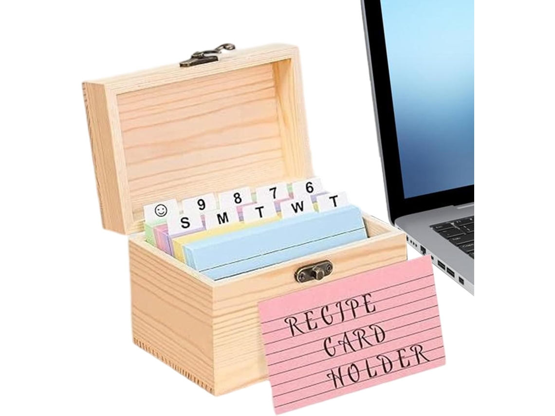 Caja de madera reutilizable para guardar tarjetas de visita, ideal para documentos, material escolar, etc. Vayotoy