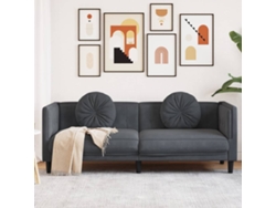 Sofá Con Cojines 3 Plazas Terciopelo Gris Oscuro