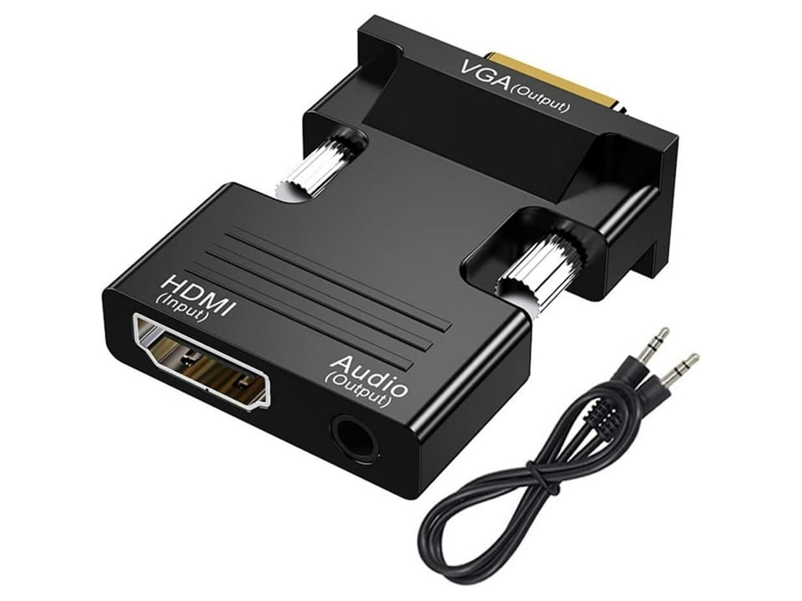 Adaptador convertidor de vídeo HDMI a VGA HD para monitor de ordenador y proyector Gertiz