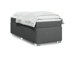 Cama Box Spring Con Colchón Tela Gris Oscuro 80x200 Cm