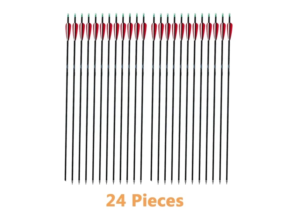 Flechas de carbono, juego mixto, plumas de TPU, rojas, 24 piezas OEM